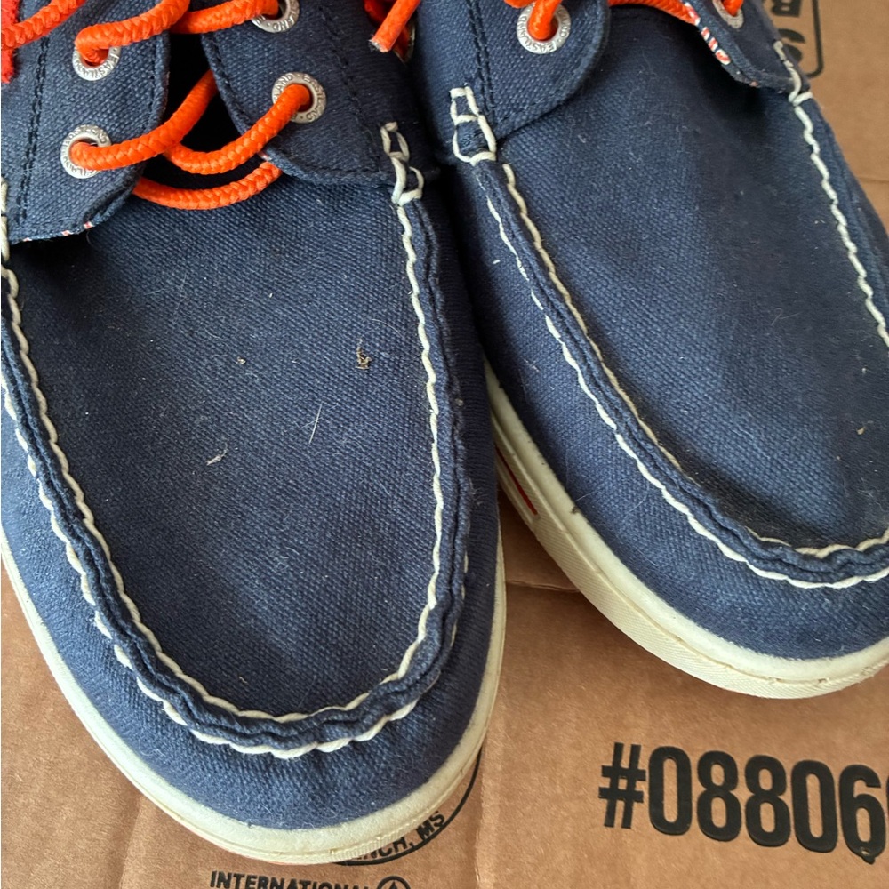 Eastland Navy and Orange Slip-On Loafers - Picture 6 of 10